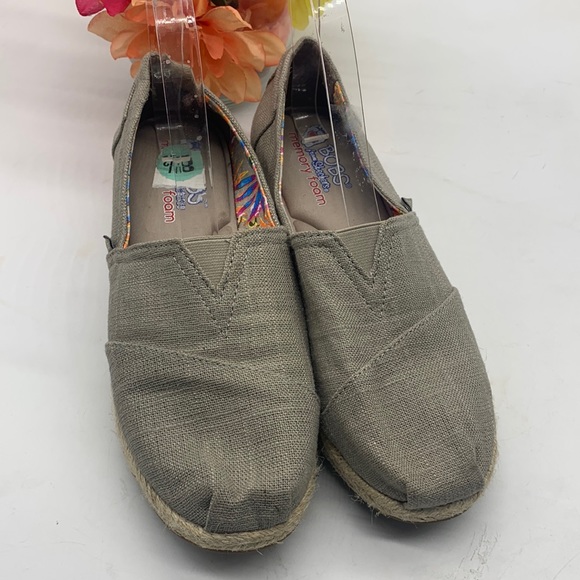 Bobs by Skechers Natural Gray Espadrille W/ Memory Foam Footbed 8.5 ESP4064 - Picture 1 of 11